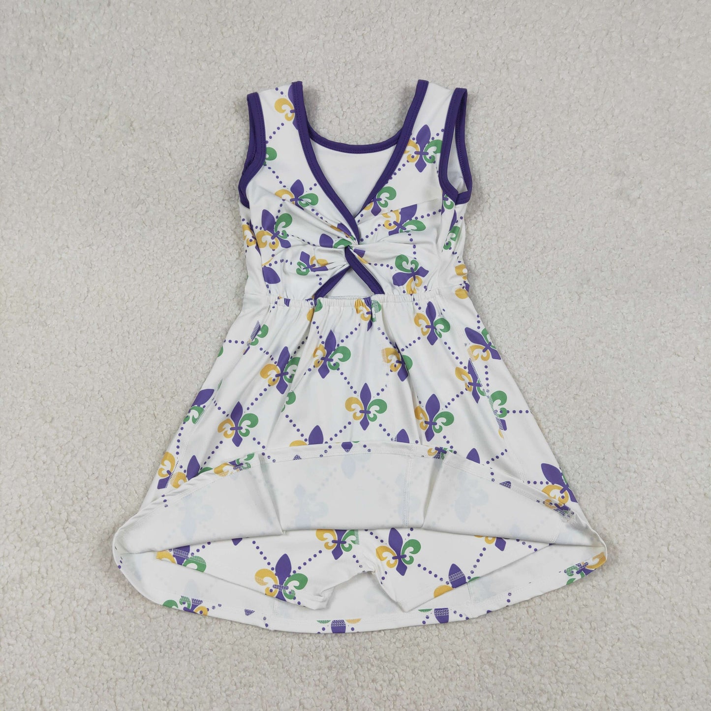 D2944 Mardi Gras Purple White Yoga Sleeveless Dresses for Girls 202512 RTS