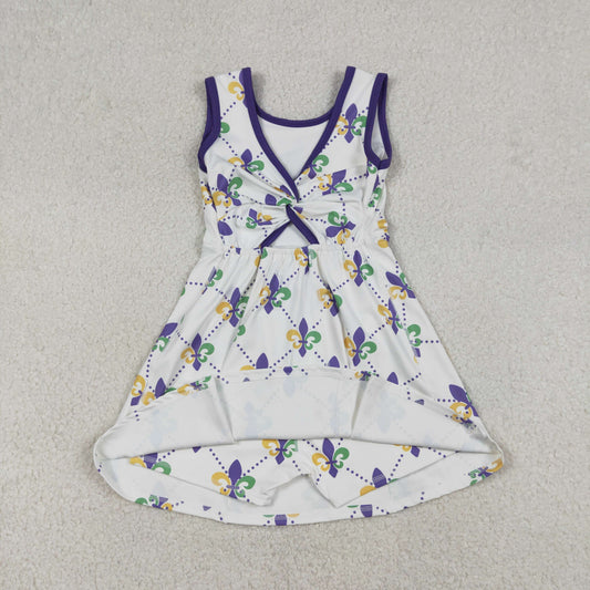 D2944 Mardi Gras Purple White Yoga Sleeveless Dresses for Girls 202512 RTS