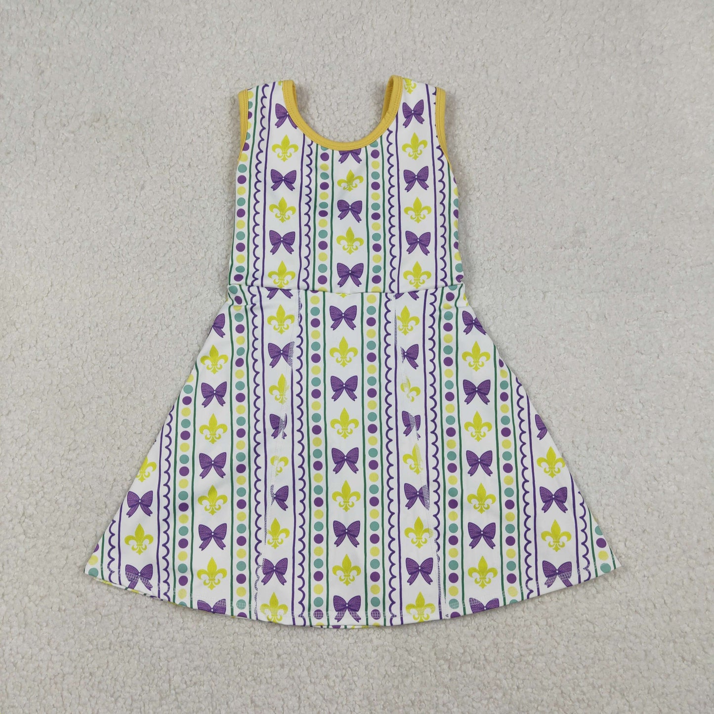 GSD2947 Mardi Gras Bows Dots Stripe Yoga Sleeveless Dresses for Girls 202512 RTS