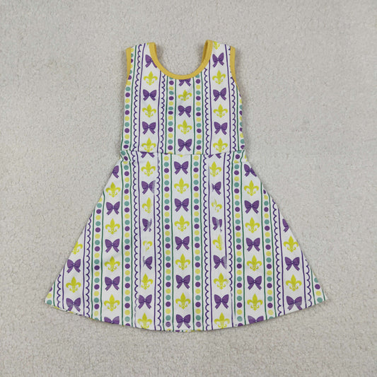 GSD2947 Mardi Gras Bows Dots Stripe Yoga Sleeveless Dresses for Girls 202512 RTS