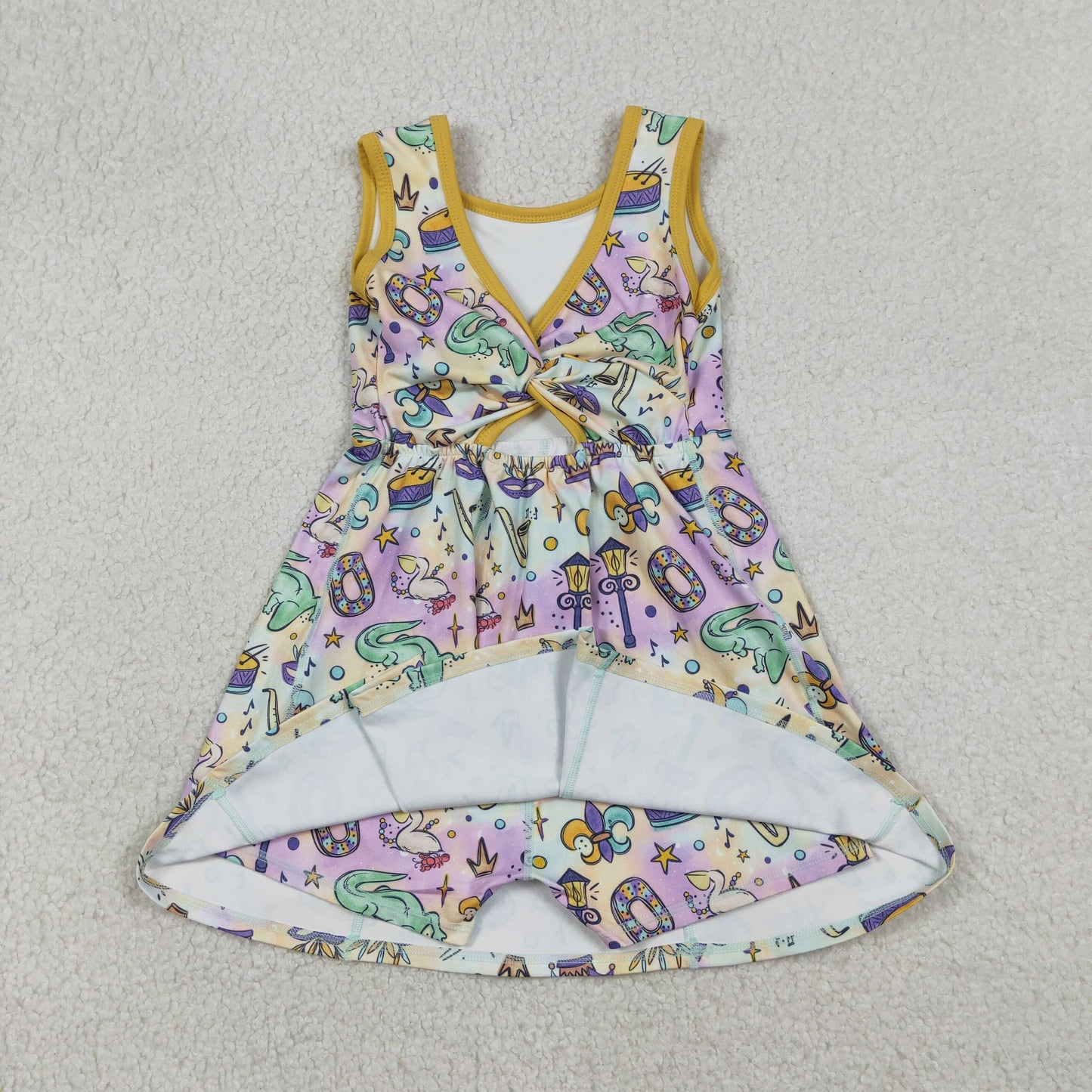 GSD2949 Mardi Gras Crocodile Mask Colorful Yoga Sleeveless Dresses for Girls 202512 RTS