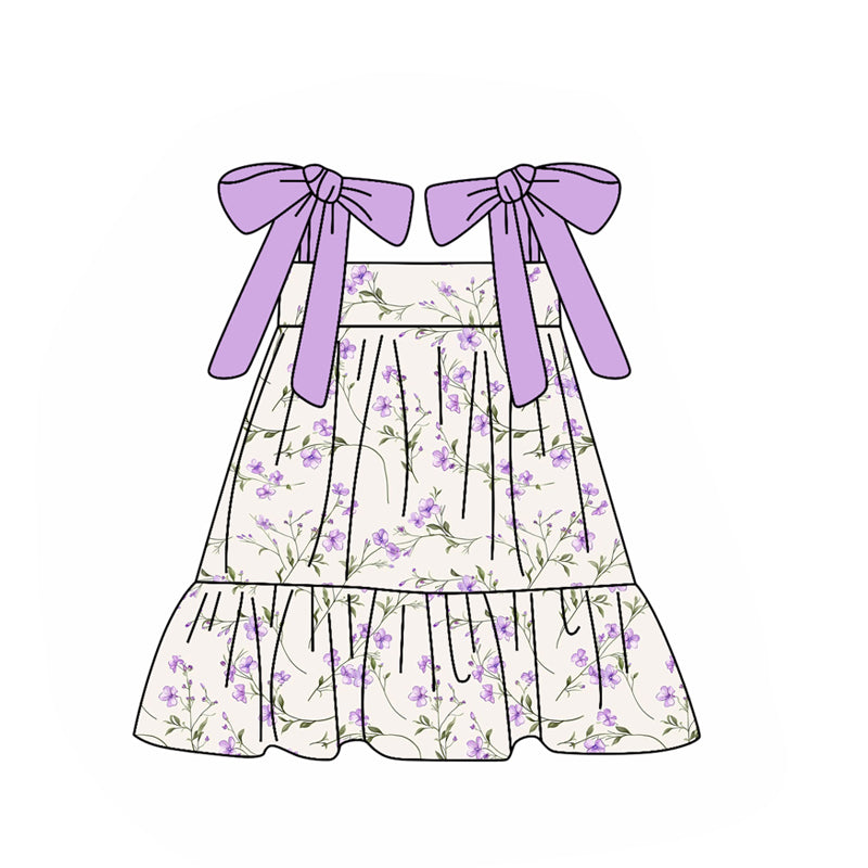 MOQ 5 Preorder GSD2955 Flower Purple Halter Dresses for Girls 202510