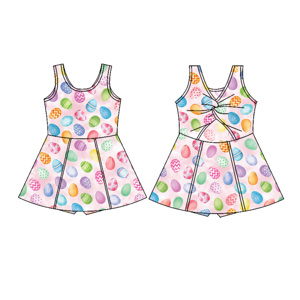 MOQ 5 preorder GSD2966 Easter Colored Eggs Pink Yoga Sleeveless Dresses for Girls 202510