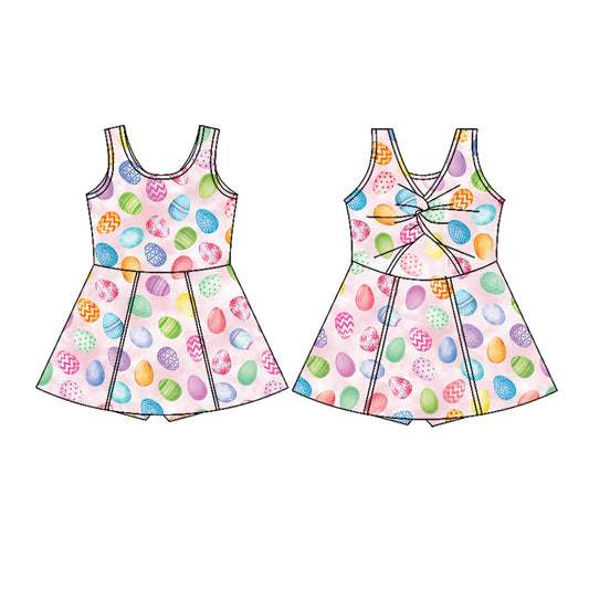 MOQ 5 preorder GSD2966 Easter Colored Eggs Pink Yoga Sleeveless Dresses for Girls 202510