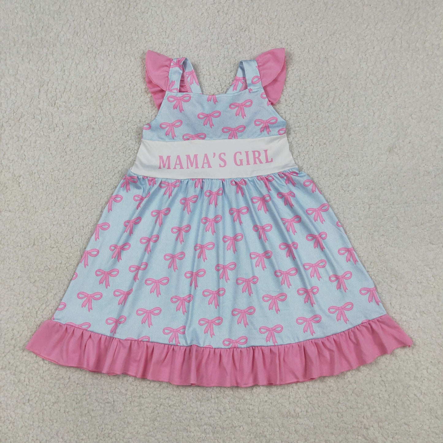 GSD2980 Mama's Girl Pink Bows Ruffle Flying Sleeve Dresses for Girls 202604 RTS