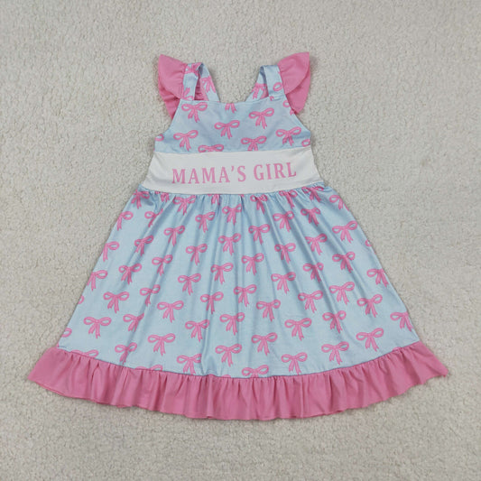 GSD2980 Mama's Girl Pink Bows Ruffle Flying Sleeve Dresses for Girls 202604 RTS