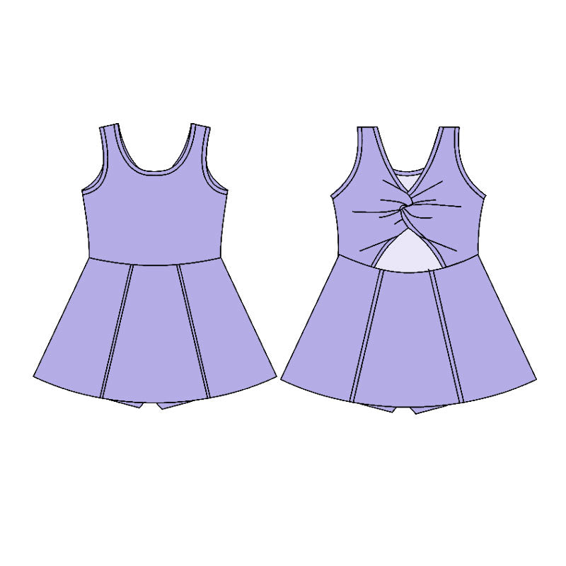 MOQ 5 preorder GSD2991 Solid Light Purple Yoga Sleeveless Dresses for Girls 202510