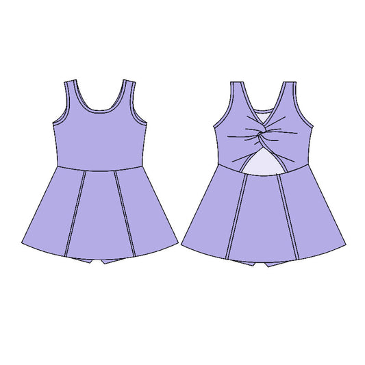 MOQ 5 preorder GSD2991 Solid Light Purple Yoga Sleeveless Dresses for Girls 202510
