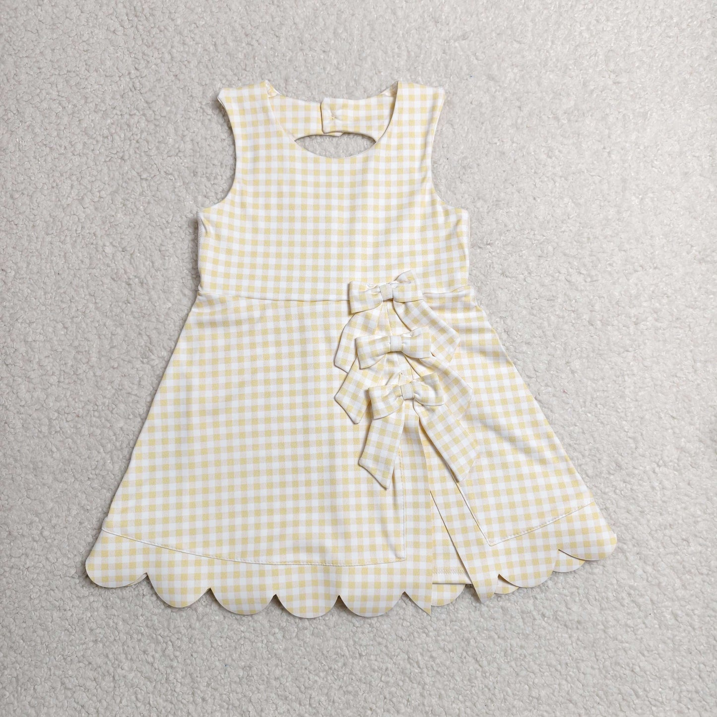 GSD3027 Bows Yellow Plaid Yoga Sleeveless Dresses for Girls 202606 RTS