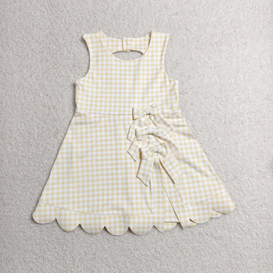 GSD3027 Bows Yellow Plaid Yoga Sleeveless Dresses for Girls 202606 RTS