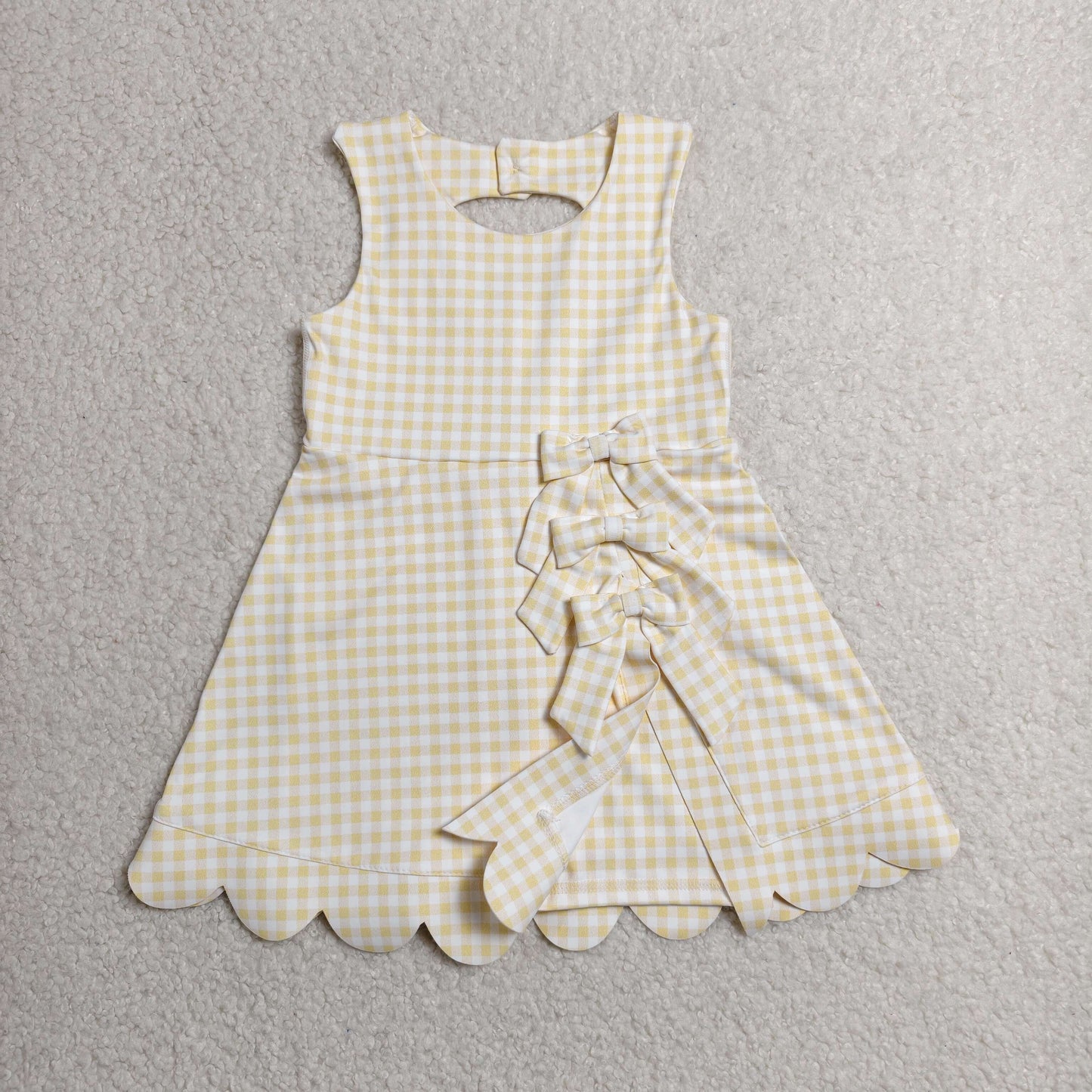 GSD3027 Bows Yellow Plaid Yoga Sleeveless Dresses for Girls 202606 RTS
