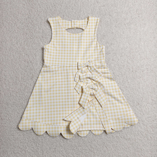 GSD3027 Bows Yellow Plaid Yoga Sleeveless Dresses for Girls 202606 RTS