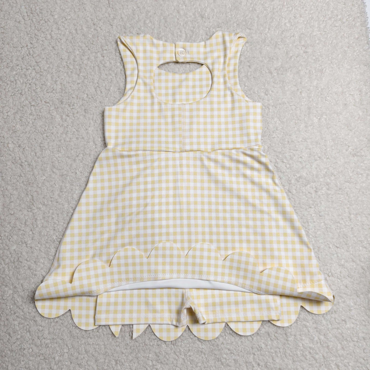 GSD3027 Bows Yellow Plaid Yoga Sleeveless Dresses for Girls 202606 RTS