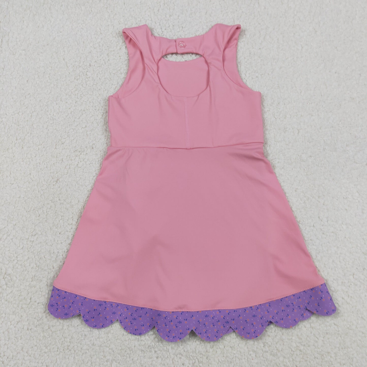 NO MOQ preorder GSD3028 Purple Flower Bows Pink Yoga Sleeveless Dresses for Girls 202603