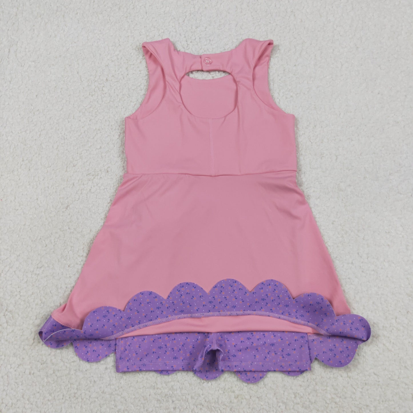NO MOQ preorder GSD3028 Purple Flower Bows Pink Yoga Sleeveless Dresses for Girls 202603