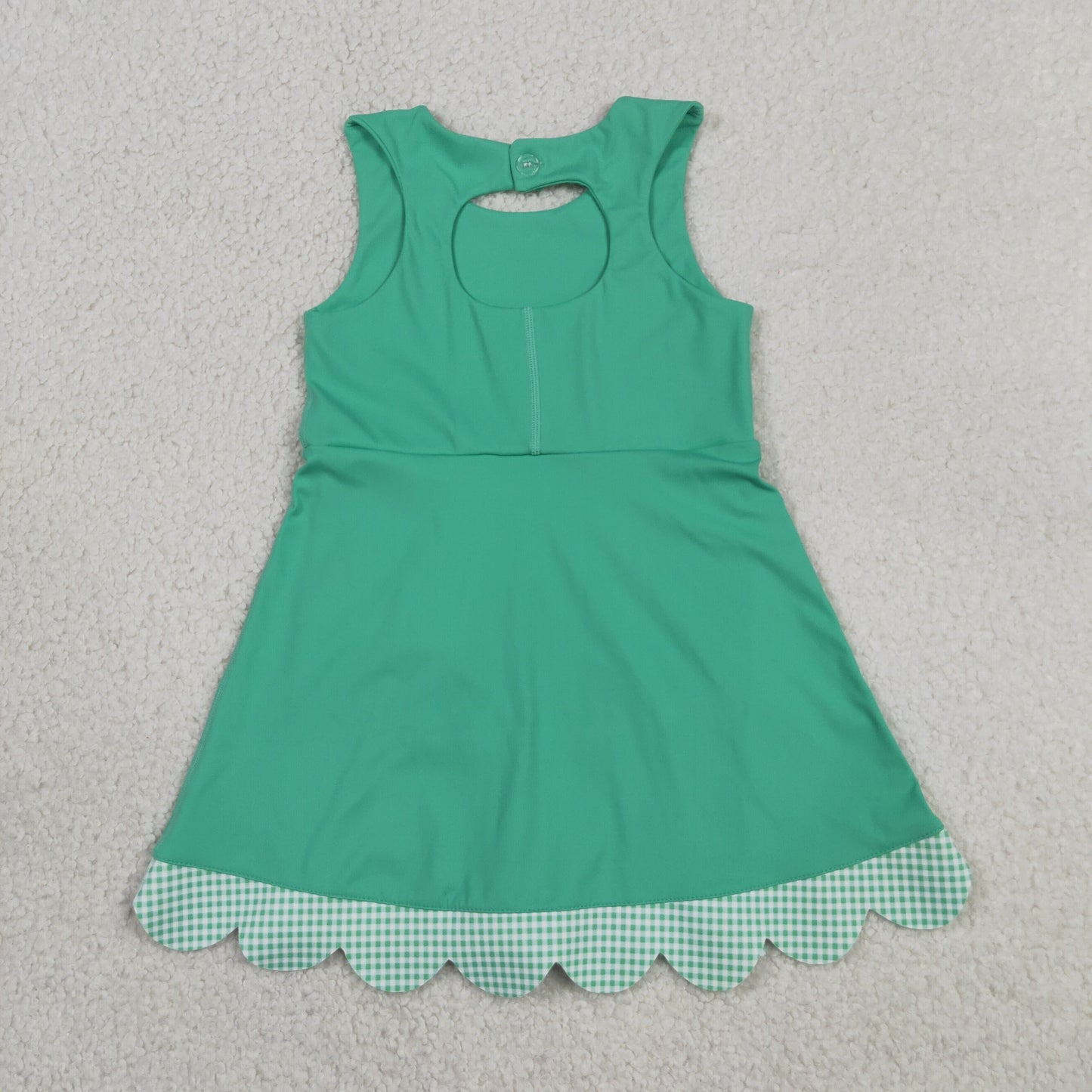 GSD3029 Green Plaid Bows Yoga Sleeveless Dresses for Girls 202605 RTS