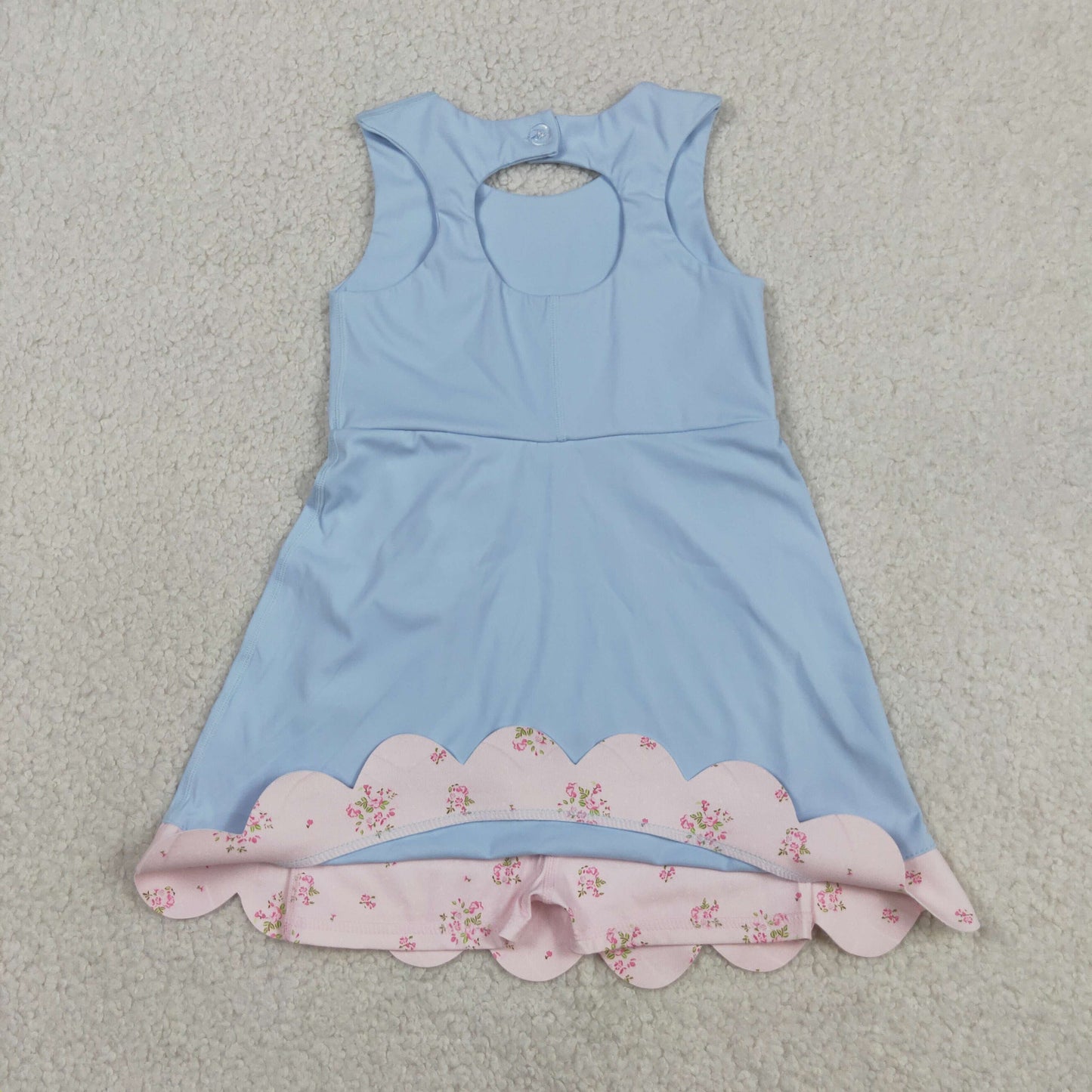 GSD3030 Pink Flower Bows Blue Yoga Sleeveless Dresses for Girls 202604 RTS