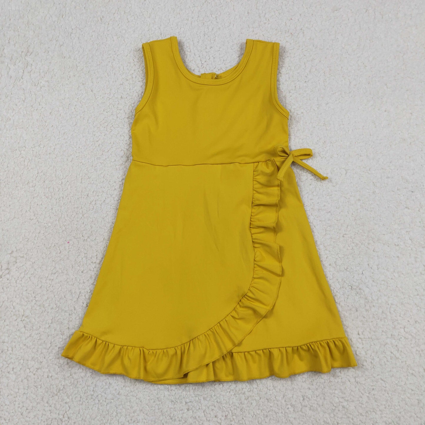 GSD3031 Solid Yellow Ruffle Yoga Sleeveless Dresses for Girls 202605 RTS