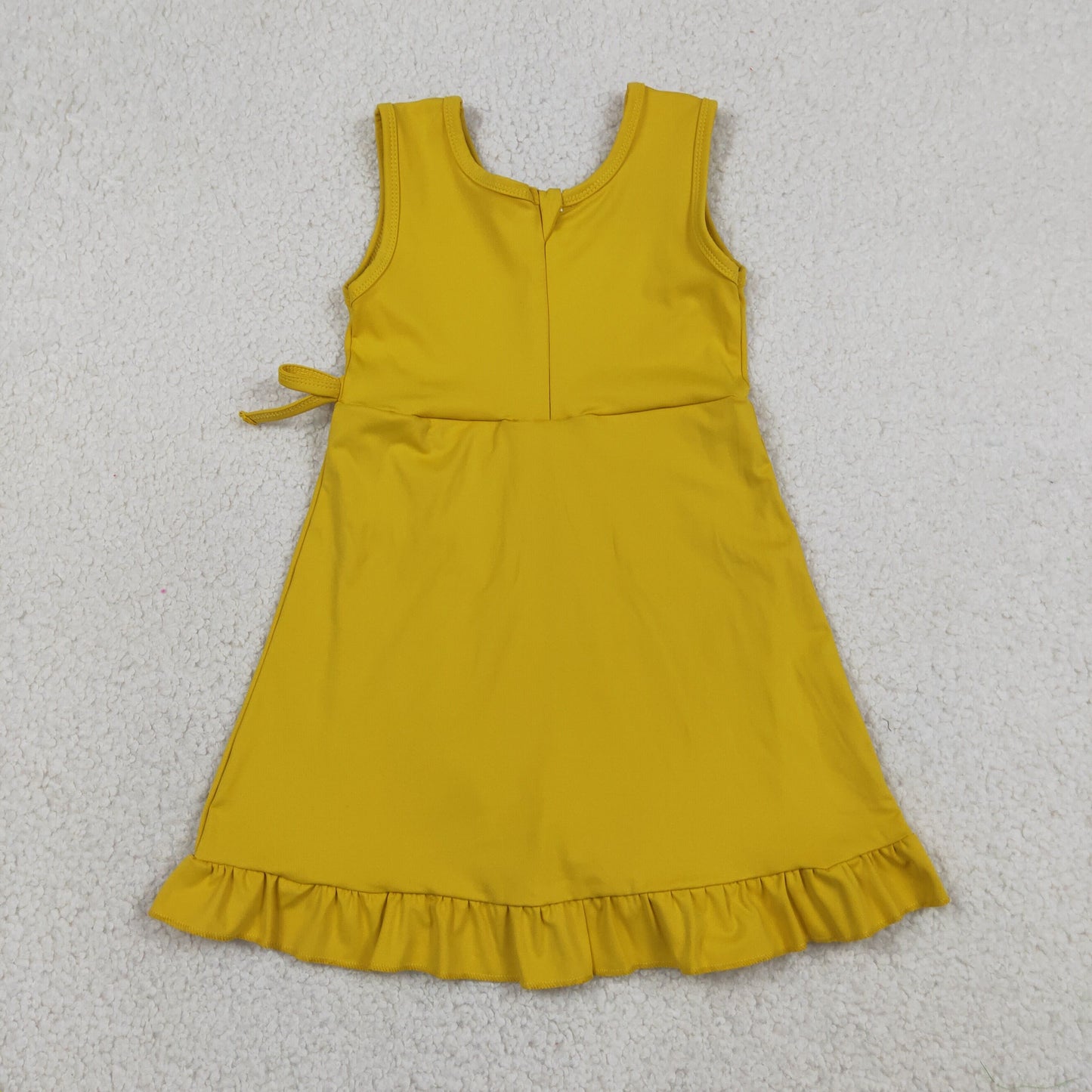 GSD3031 Solid Yellow Ruffle Yoga Sleeveless Dresses for Girls 202605 RTS