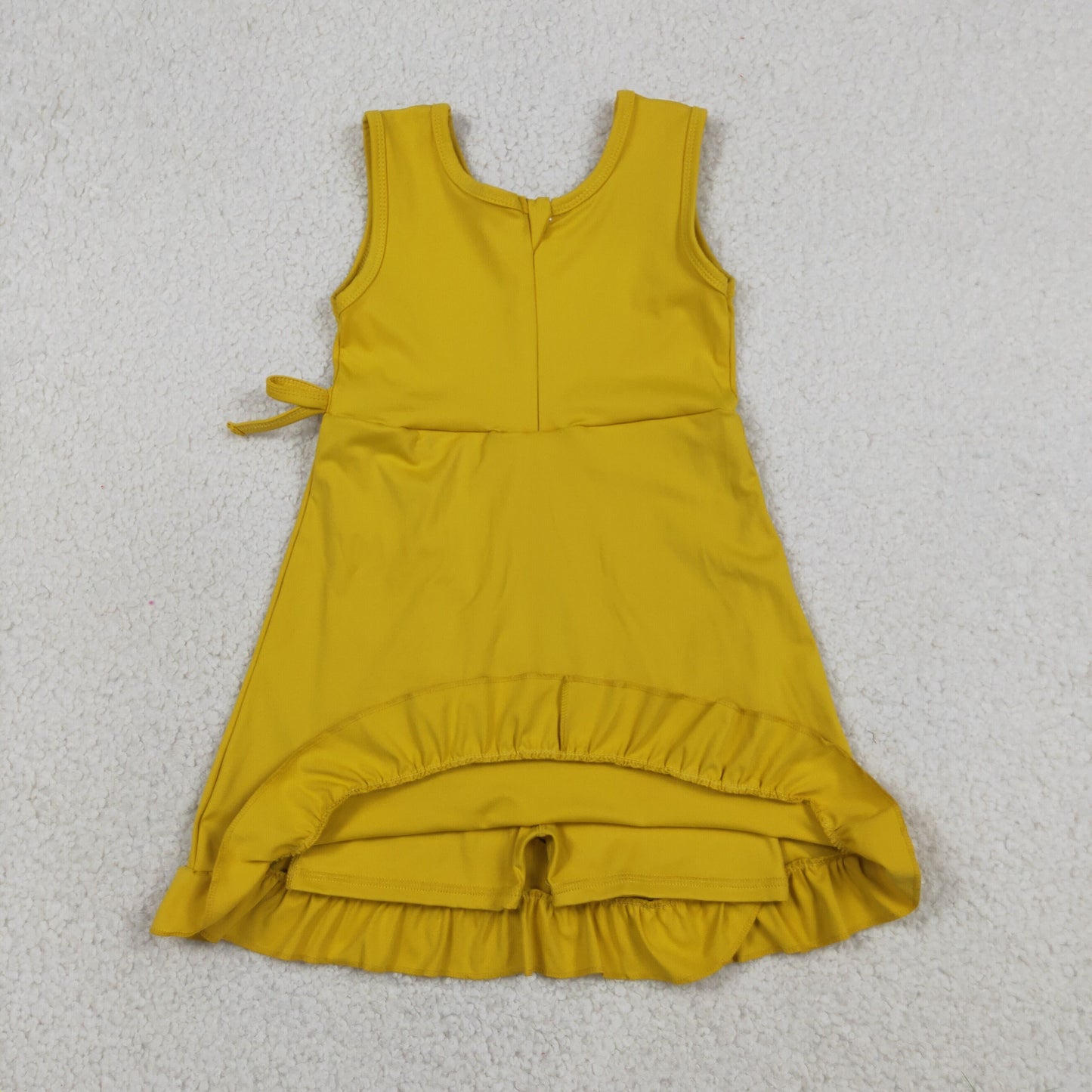 GSD3031 Solid Yellow Ruffle Yoga Sleeveless Dresses for Girls 202605 RTS