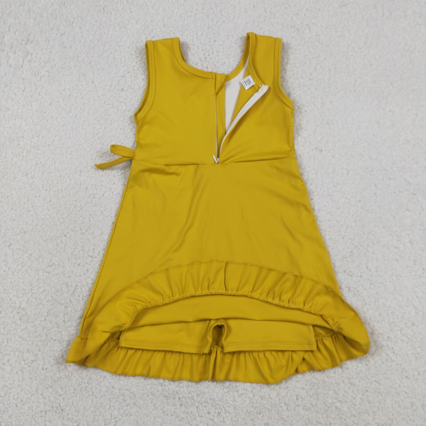 GSD3031 Solid Yellow Ruffle Yoga Sleeveless Dresses for Girls 202605 RTS