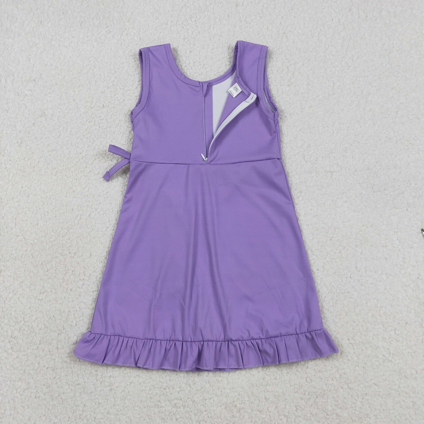 New GSD3036 Solid Purple Ruffle Yoga Sleeveless Dresses for Girls 202604 RTS
