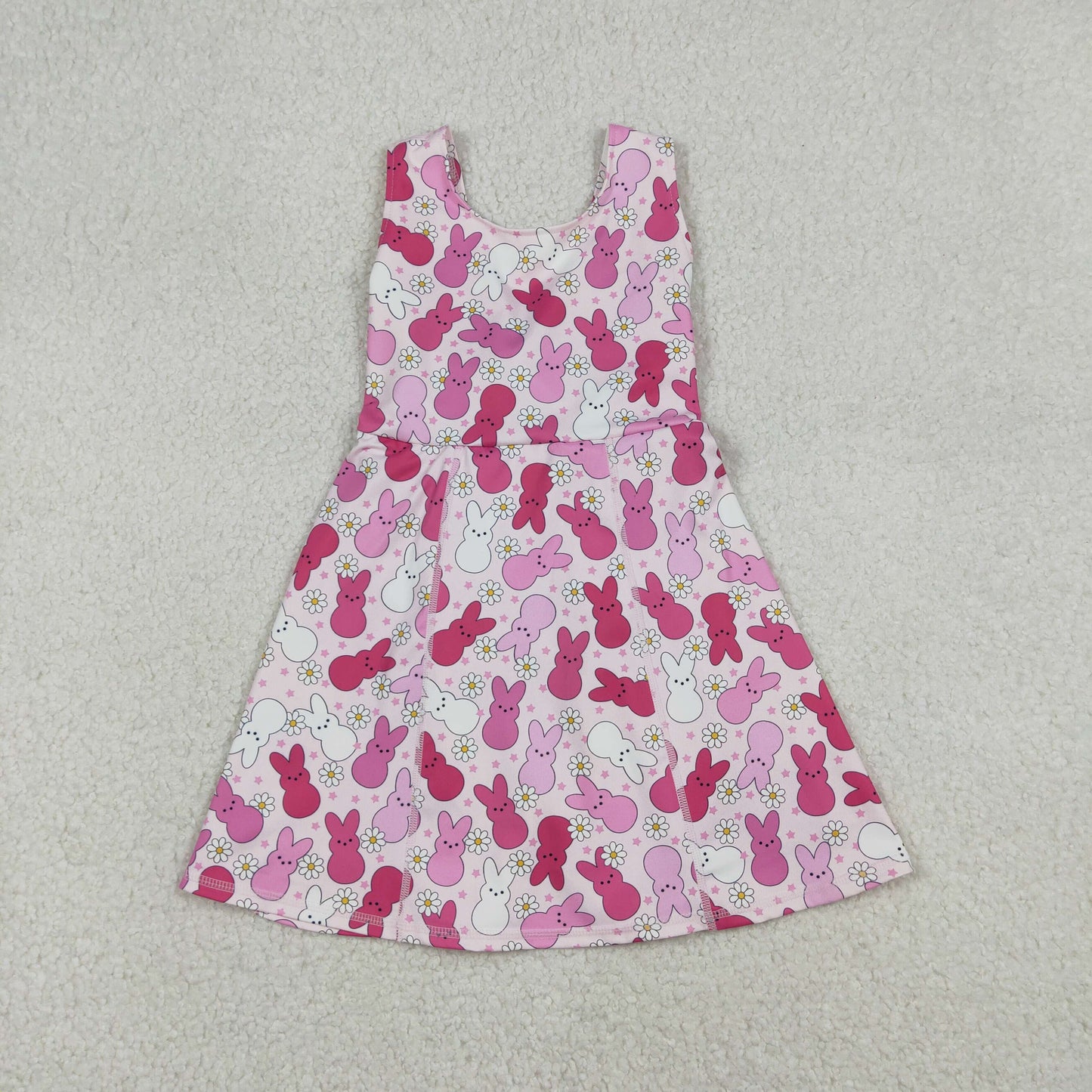 GSD3053 Easter Flower Rose Red Bunny Yoga Sleeveless Dresses for Girls 202512 RTS