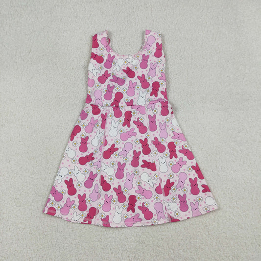 GSD3053 Easter Flower Rose Red Bunny Yoga Sleeveless Dresses for Girls 202512 RTS