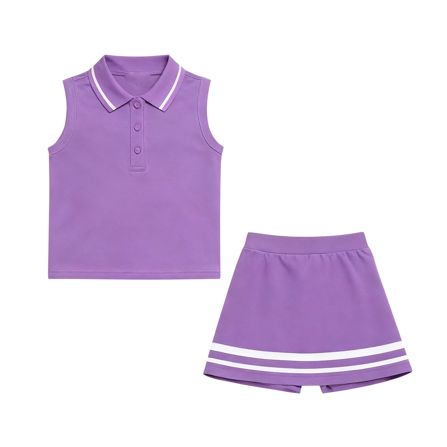 MOQ 5 PCS preorder GSD3105 Purple Polo Sleeveless with Skirts for Girls Yoga Sets 202511