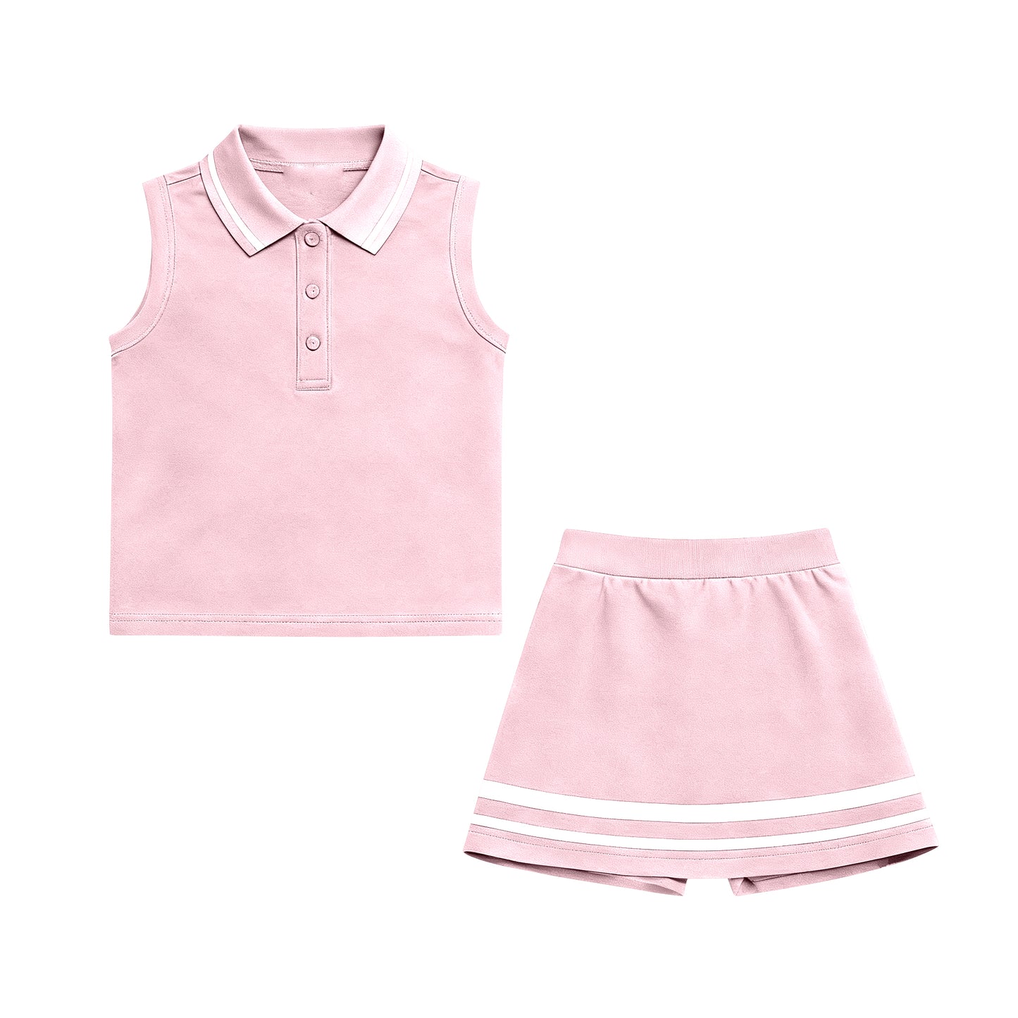 MOQ 5 PCS preorder GSD3108 Light Pink Polo Sleeveless with Skirts for Girls Yoga Sets 202511