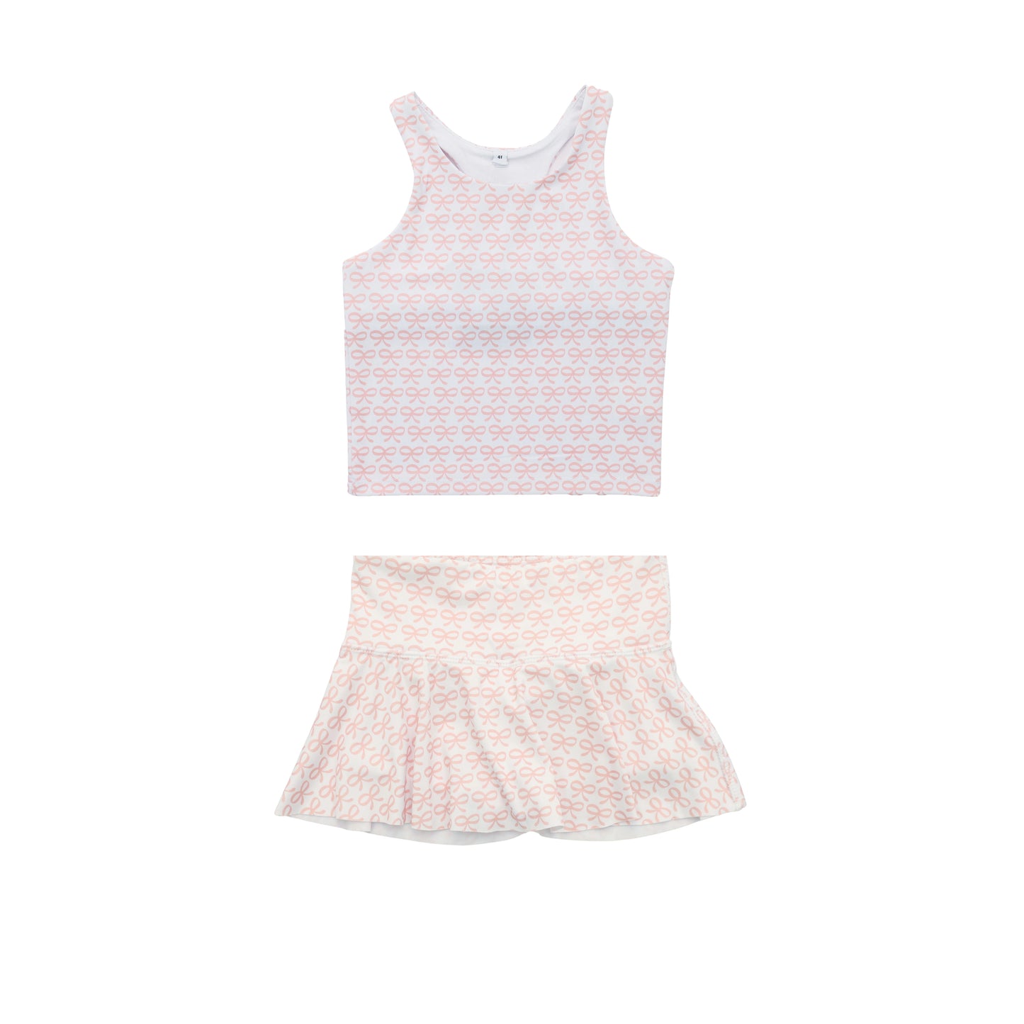 MOQ 5 PCS preorder GSD3137 Pink Bows Sleeveless with Skirts for Girls Yoga Sets 202511