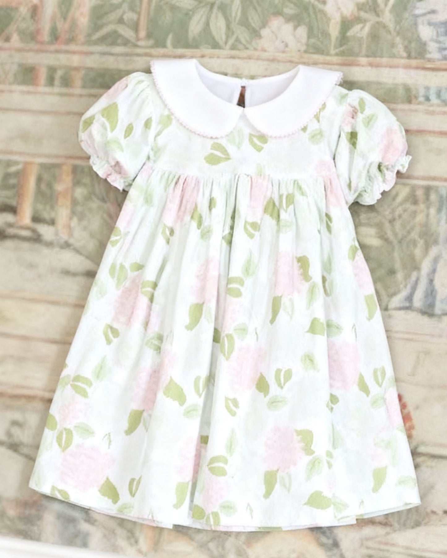 MOQ 5 PCS Preorder GSD3171 Pink Flower Leaf Doll Collar Short Sleeve Dresses for Girls 202511