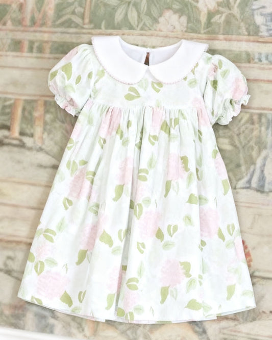 MOQ 5 PCS Preorder GSD3171 Pink Flower Leaf Doll Collar Short Sleeve Dresses for Girls 202511
