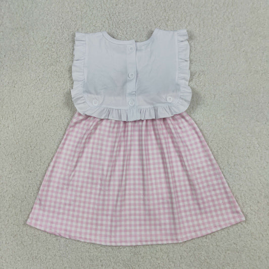 GSD3201 Easter Cross White Ruffle Pink Plaid Sleeveless Dresses for Girls 202604 RTS