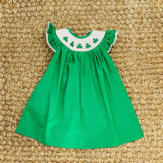 MOQ 5 PCS Preorder GSD3222 St Patrick's Day Four-Leaf Clover Green Flying Dresses for Girls 202511