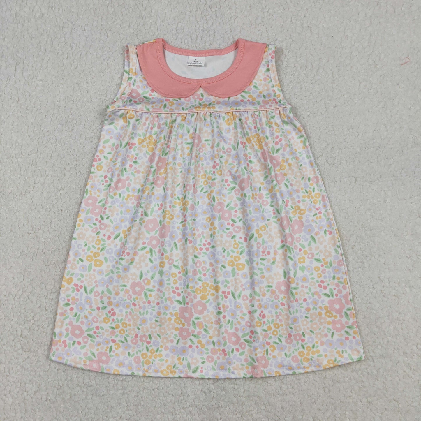 GSD3226 Floral Pink Doll Collar Sleeveless Dresses for Girls 2026014 RTS