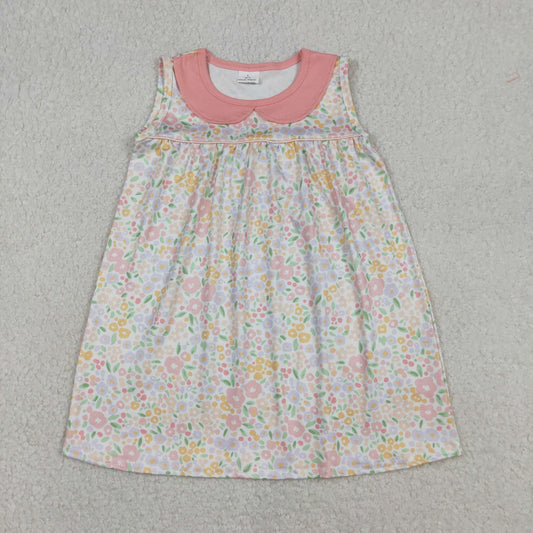 GSD3226 Floral Pink Doll Collar Sleeveless Dresses for Girls 2026014 RTS