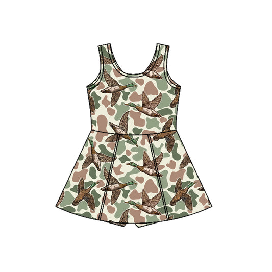 MOQ 5 PCS preorder GSD3232 Duck Brown Green Camouflage Sleeveless Yoga Dresses for Girls 202511