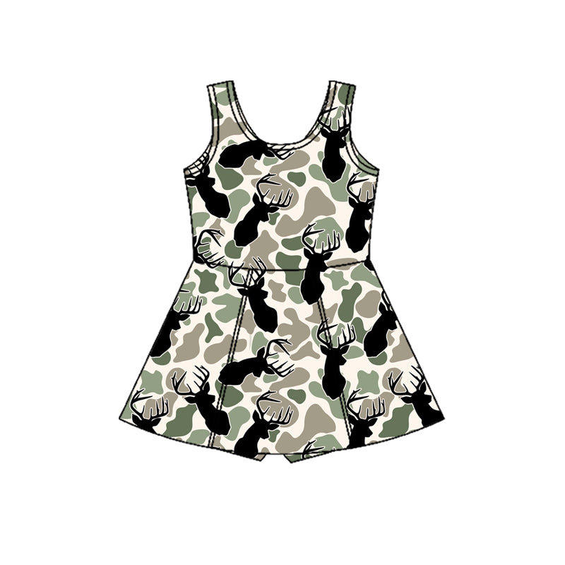 MOQ 5 PCS preorder GSD3233 Deer Hunting Camouflage Sleeveless Yoga Dresses for Girls 202511
