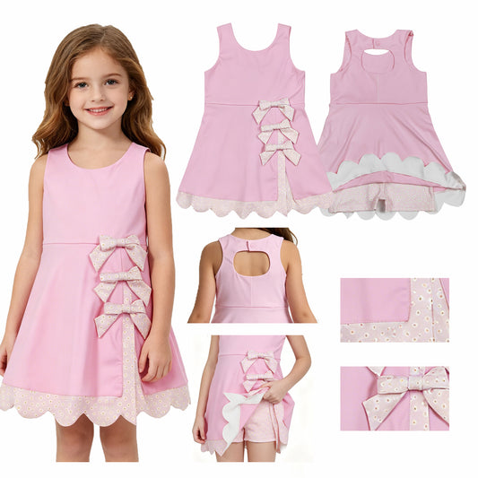 GSD3315 Bows Pink Sleeveless Yoga Dresses for Girls 202604 RTS