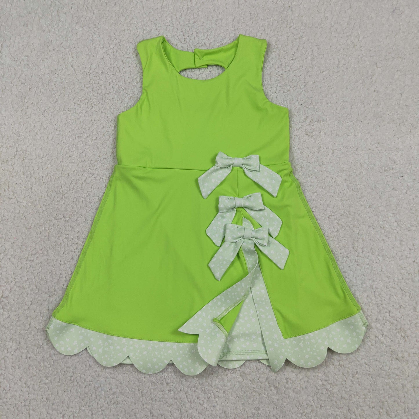 GSD3316 Bows Light Green Sleeveless Yoga Dresses for Girls 202605 RTS