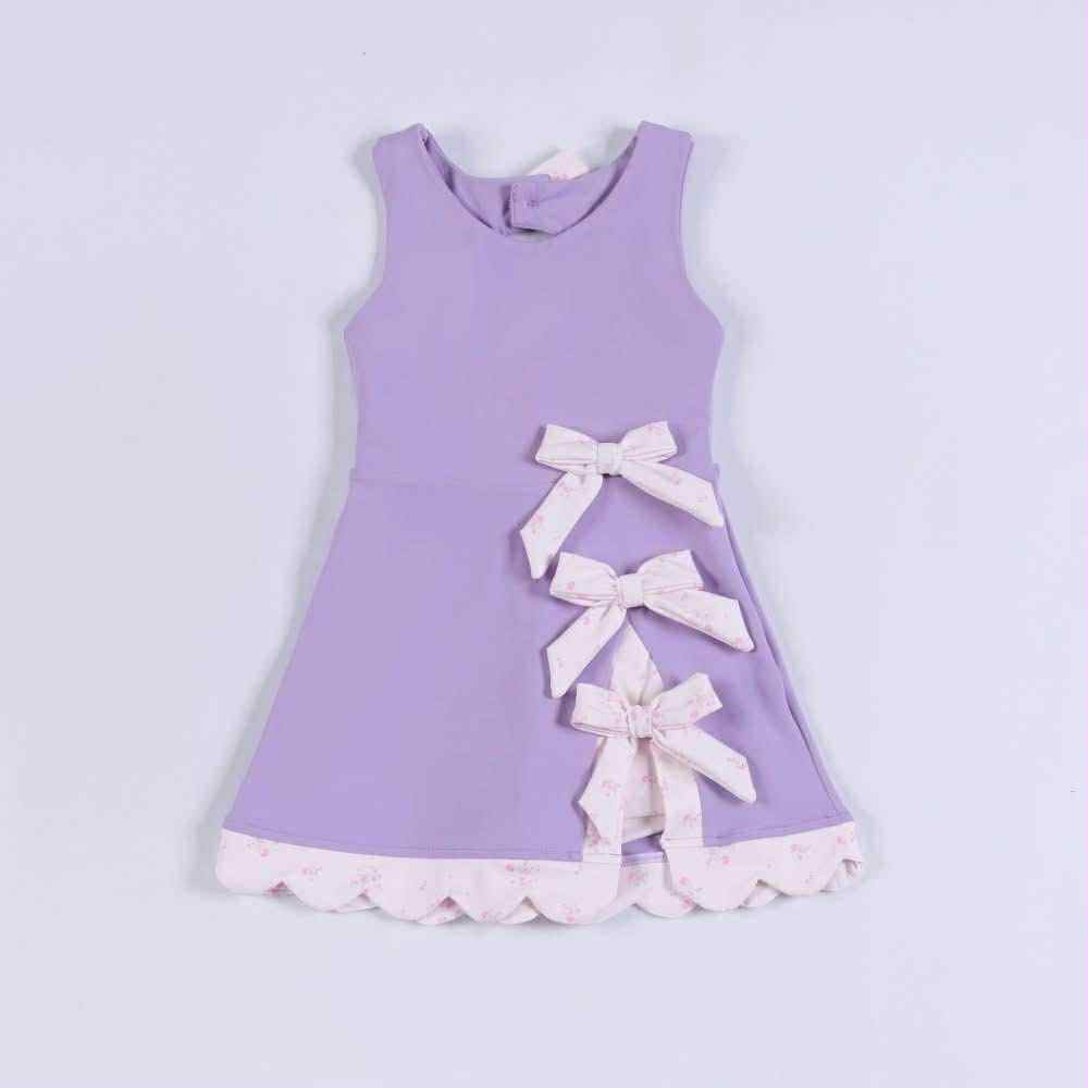 MOQ 5 PCS preorder GSD3317 Bows Purple Sleeveless Yoga Dresses for Girls 202511