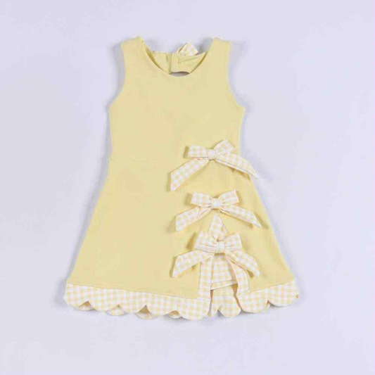 MOQ 5 PCS preorder GSD3318 Bows Light Yellow Sleeveless Yoga Dresses for Girls 202511