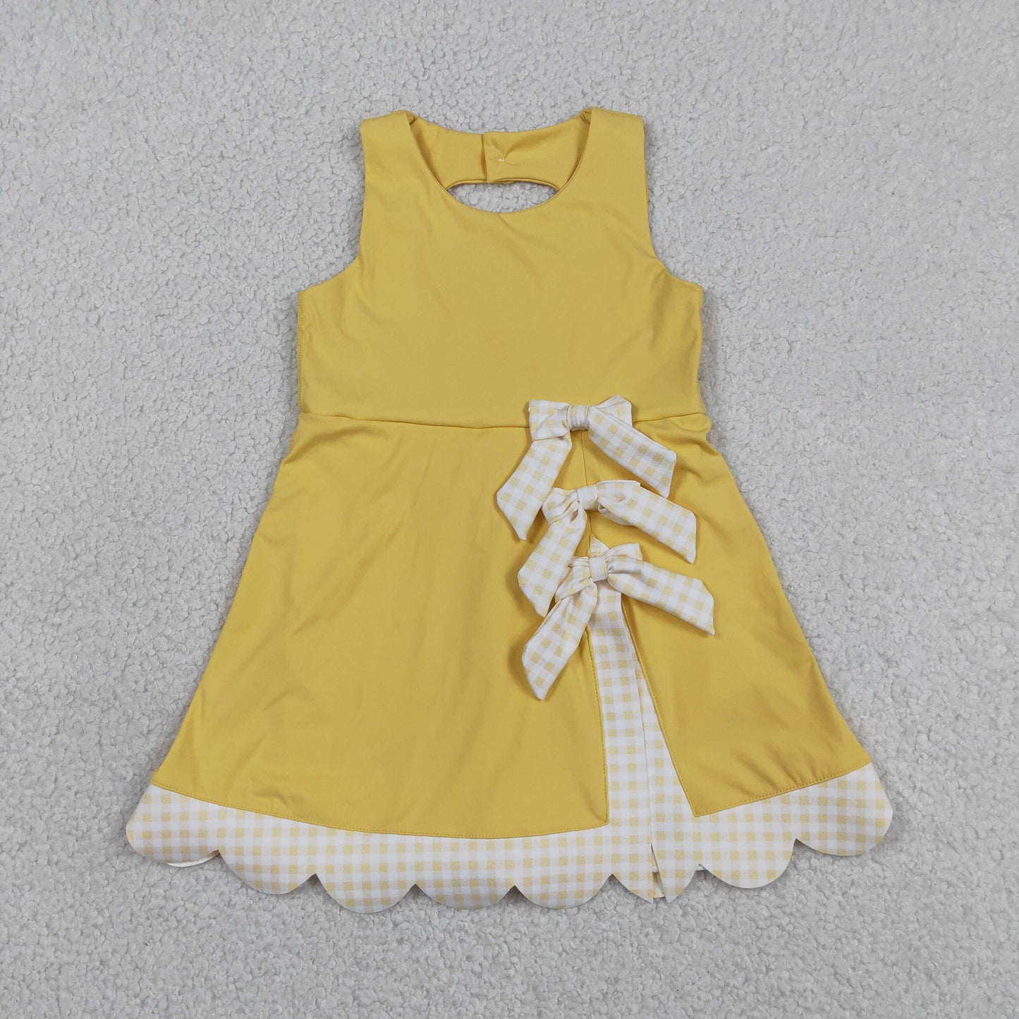GSD3318 Bows Light Yellow Sleeveless Yoga Dresses for Girls 202605 RTS