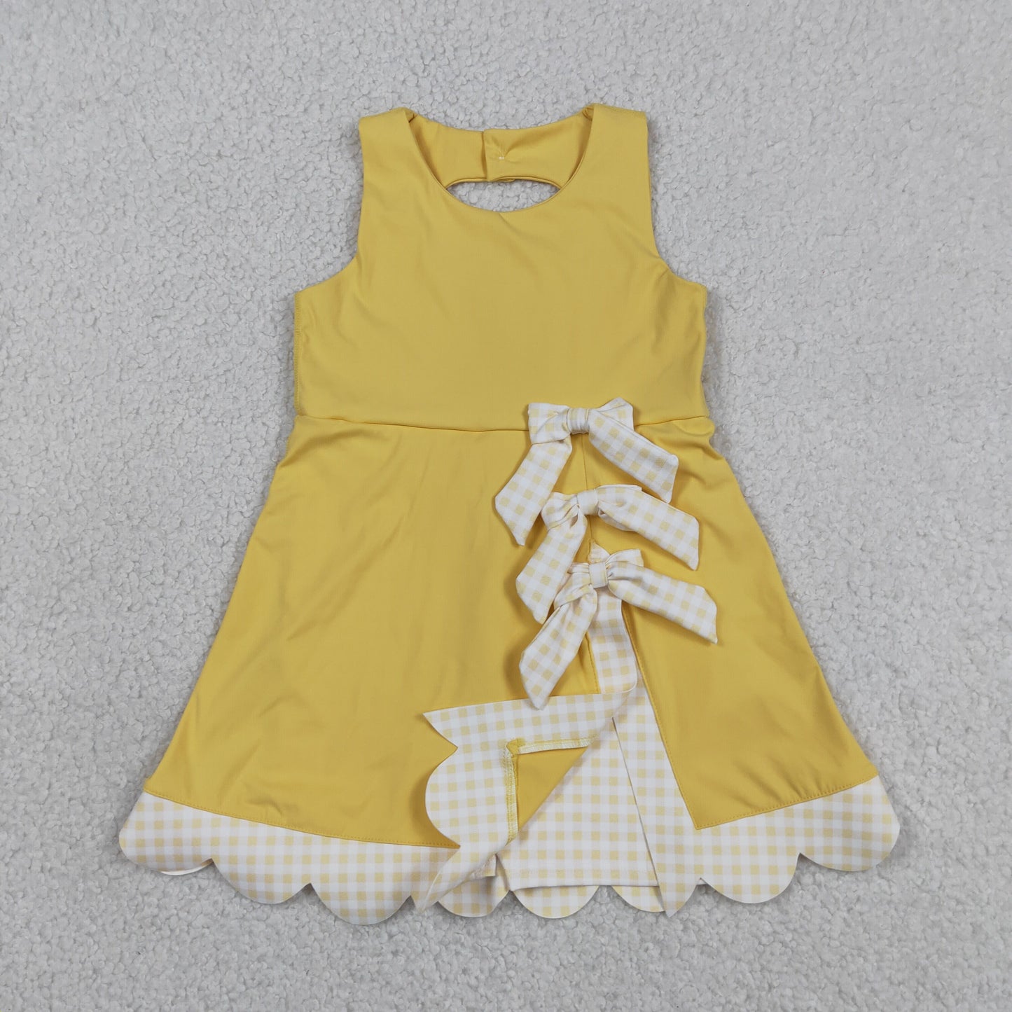 GSD3318 Bows Light Yellow Sleeveless Yoga Dresses for Girls 202605 RTS
