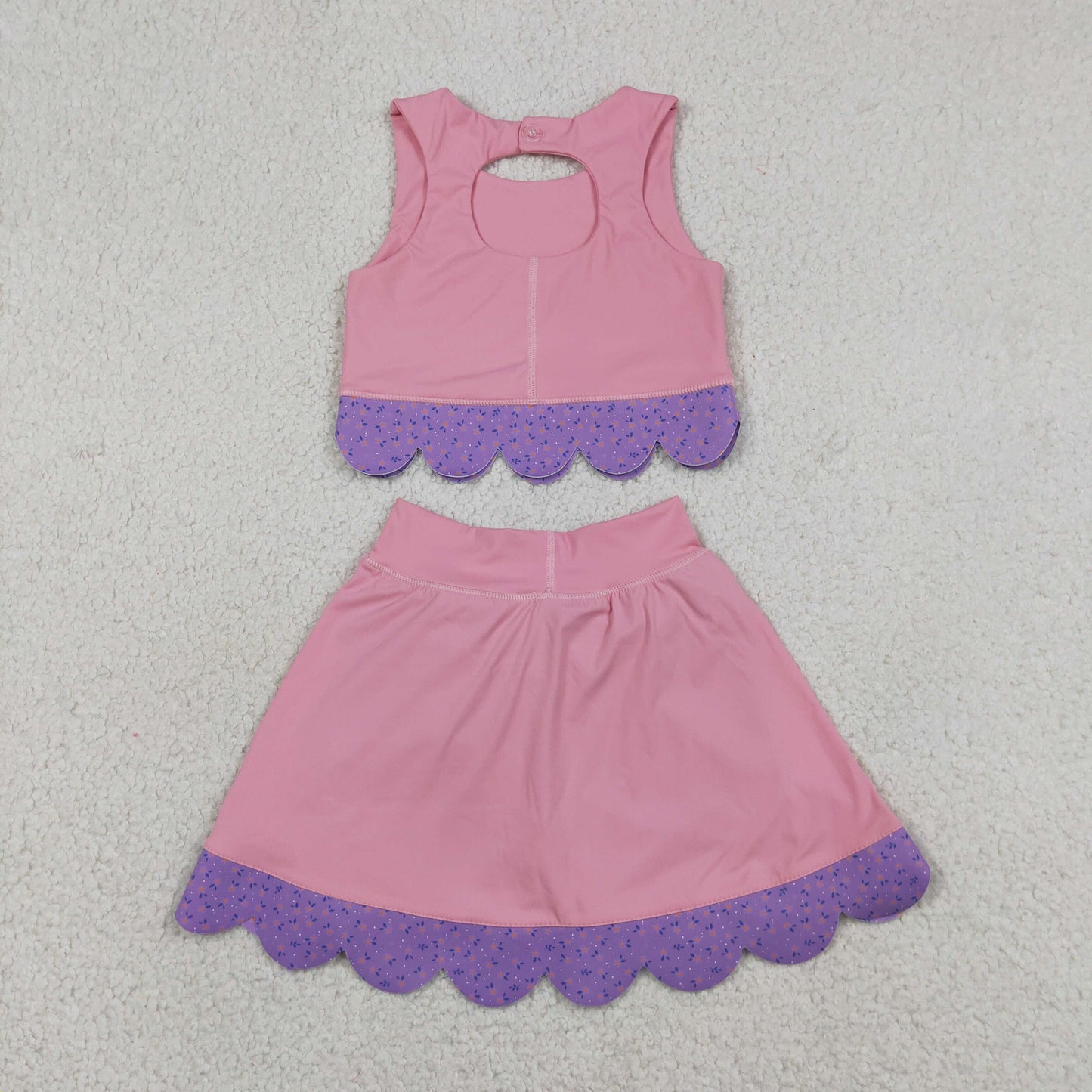 GSD3319 Bows Pink Sleeveless Top with Pleated Skirts for Girls Yoga Sets 202605 RTS