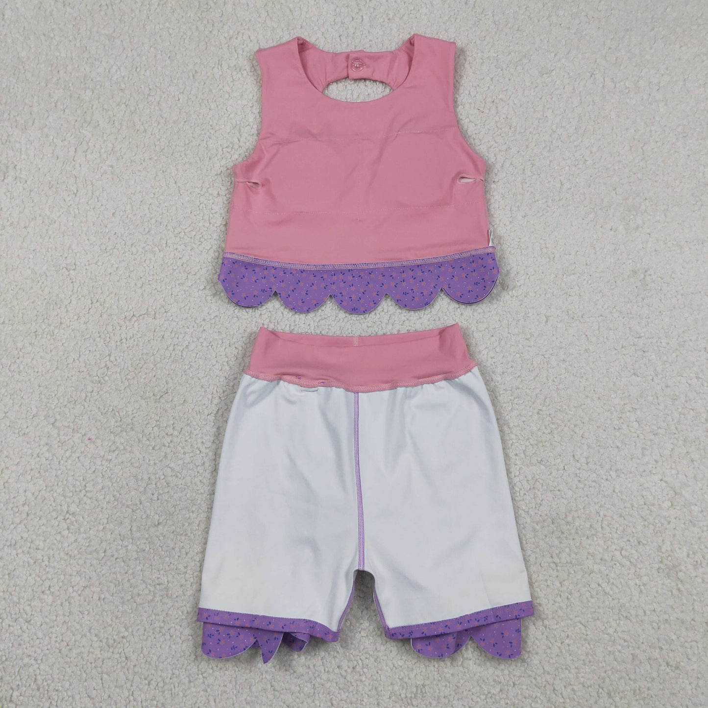 GSD3319 Bows Pink Sleeveless Top with Pleated Skirts for Girls Yoga Sets 202605 RTS