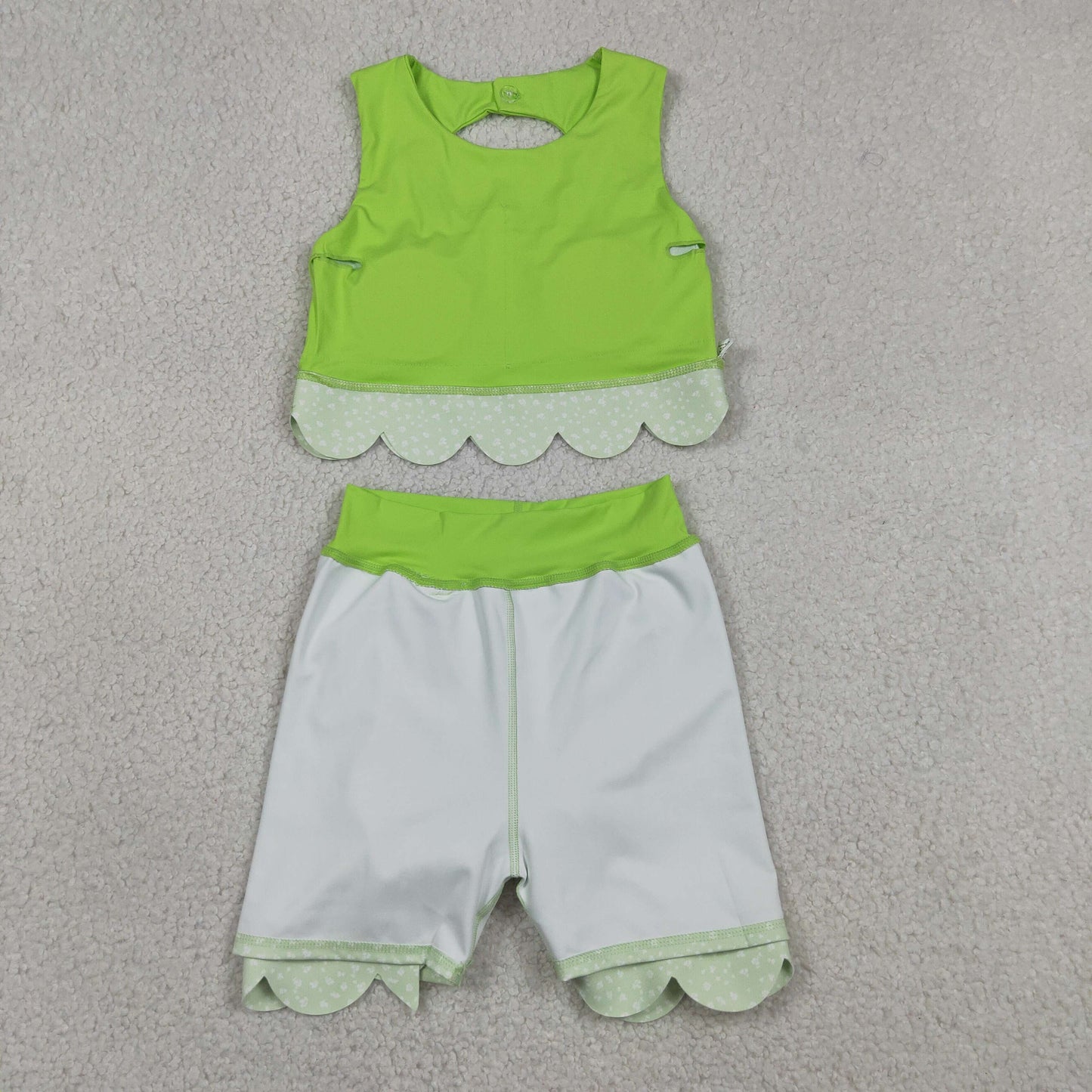GSD3322 Bows Light Green Sleeveless Top with Skirts for Girls Yoga Sets 202605 RTS