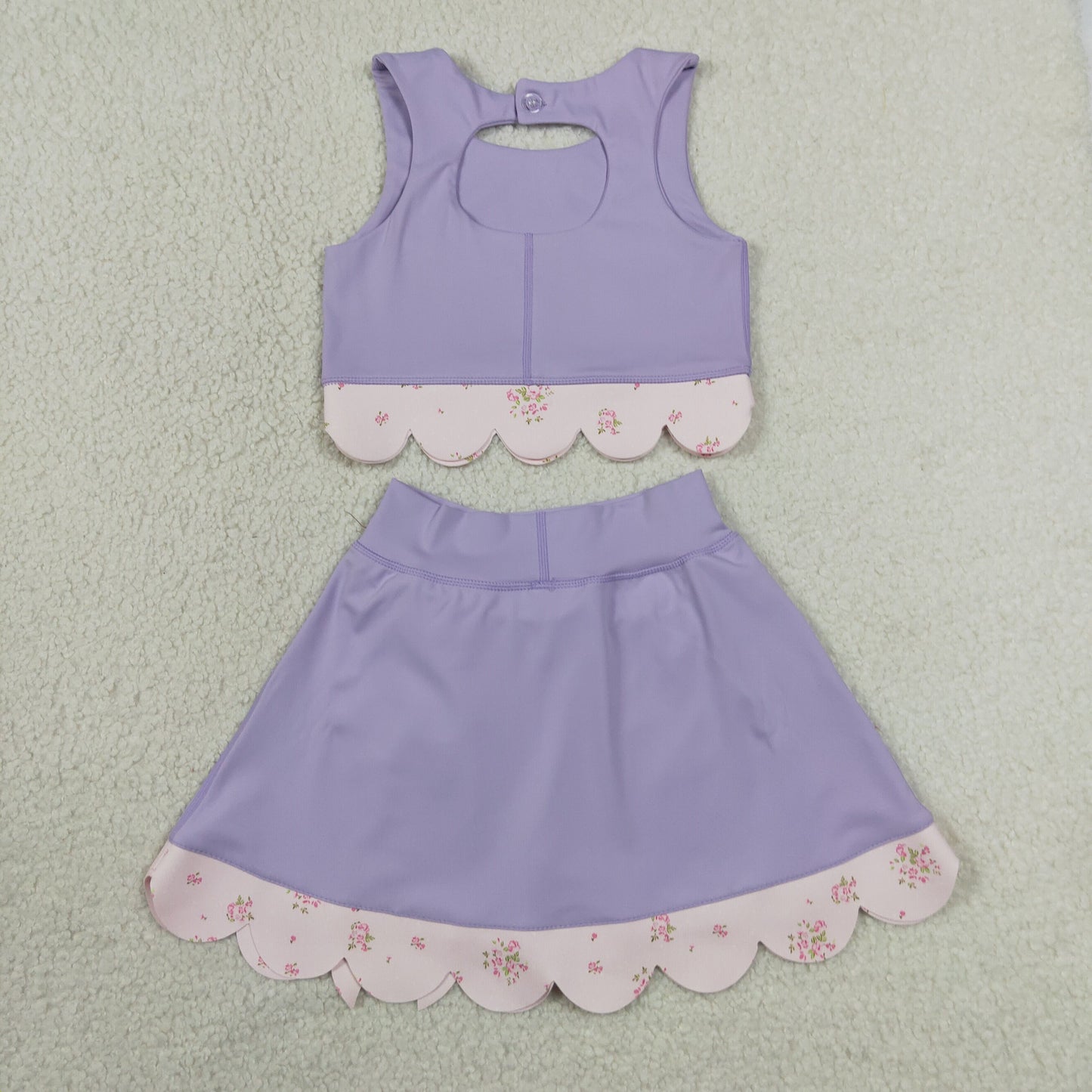 GSD3323 Bows Purple Sleeveless Top with Skirts for Girls Yoga Sets 202606 RTS