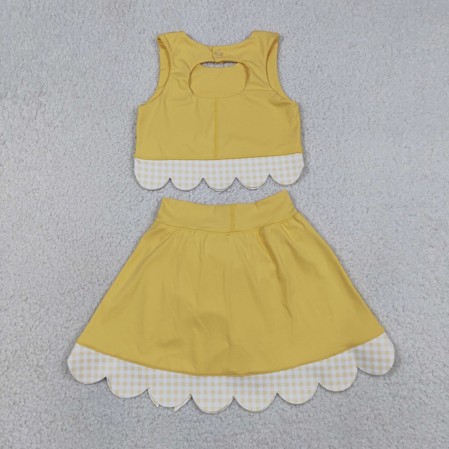 GSD3324 Bows Light Yellow Sleeveless Top with Skirts for Girls Yoga Sets 202605 RTS